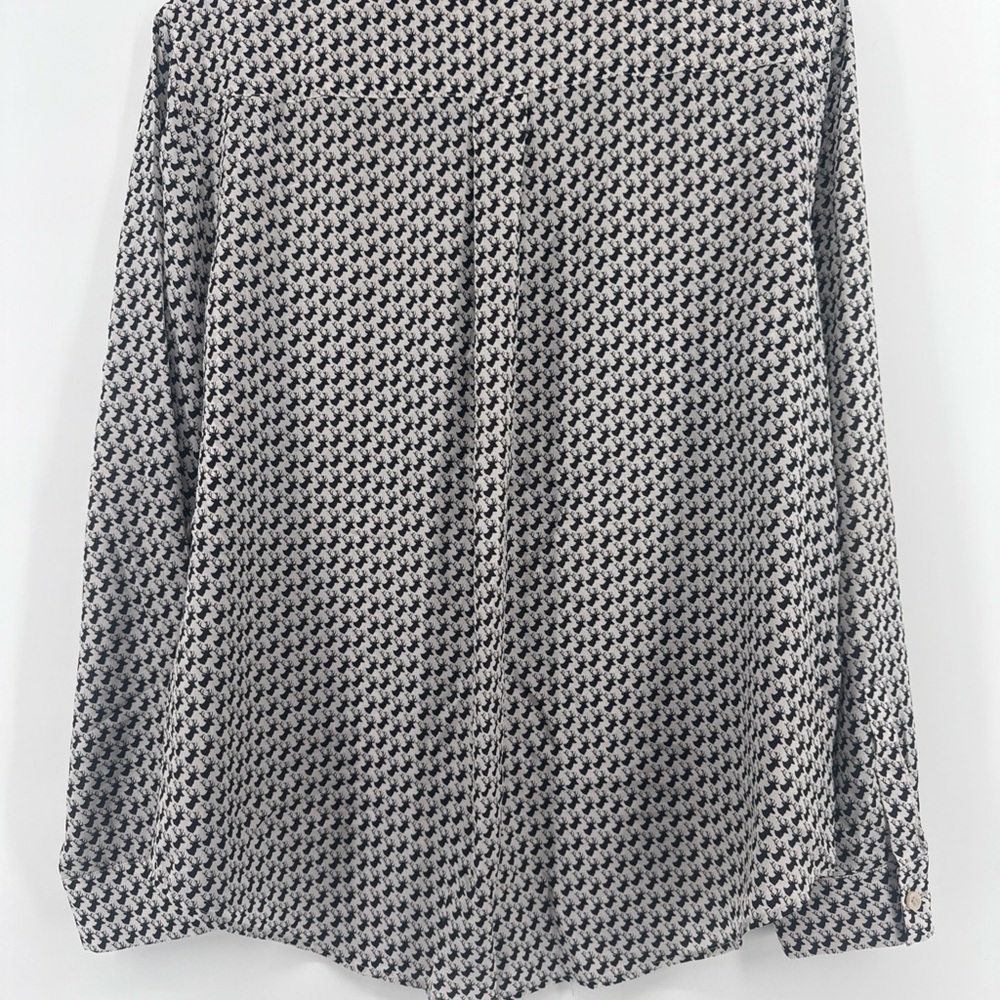 Ann Taylor Black and White deer motif 100% silk Blouse - Picture 7 of 9